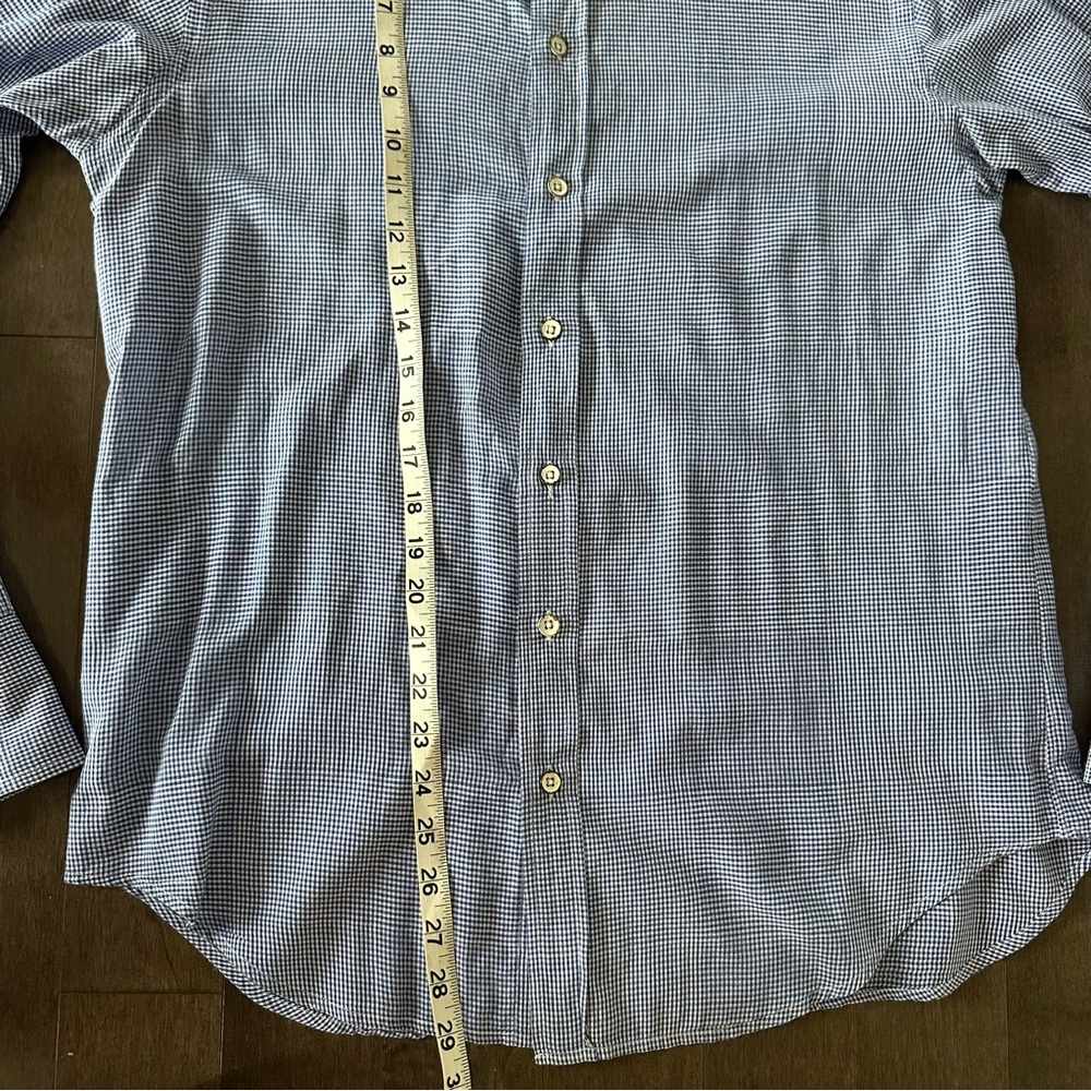 Rag & Bone Men's Botton Down Shirt Blue White Checkered Business Casual 16 - Picture 5 of 9
